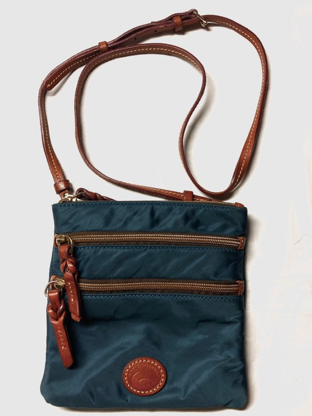 EUC Dooney and Bourke Leather Detailed Nylon Crossbody